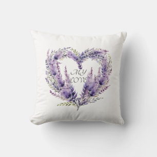 A Heart of Lavender. Floral Purple Pattern Throw Pillow