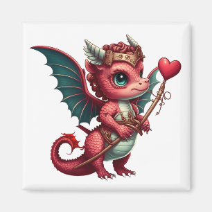 A Heart Tail Baby Red Dragon Valentine Magnet