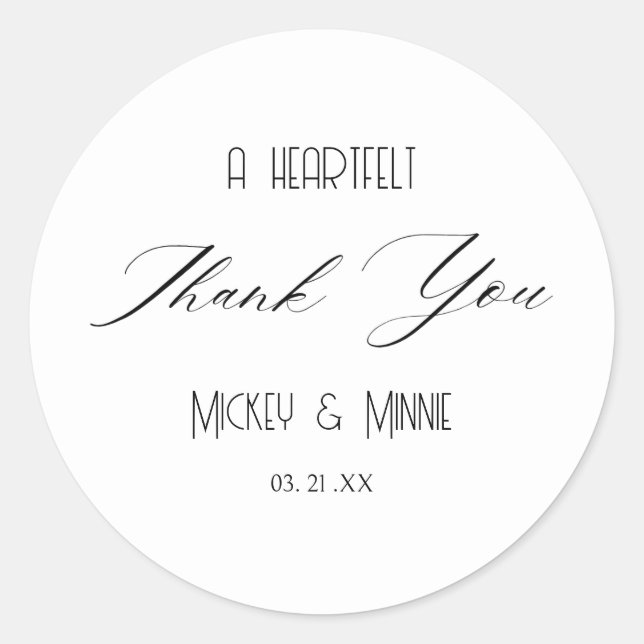 A Heartfelt Thank You Favor Classic Round Sticker (Front)