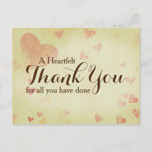 A Heartfelt Thank You Postcard, Customizable Postcard