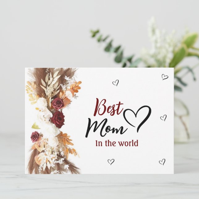 A hearty best mom in the world card (Standing Front)