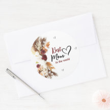 A hearty best mom in the world round sticker