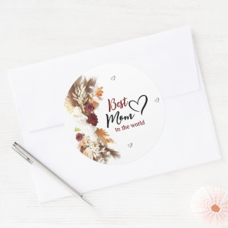 A hearty best mom in the world round sticker