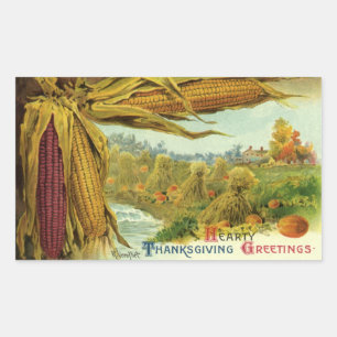 A Hearty Thanksgiving; Indian Corn and Haystacks Sticker