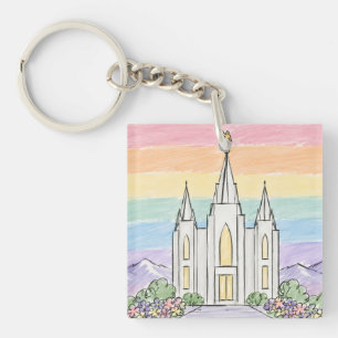 A Heavenly Place of Peace Beautiful LDS Temple U Keychain