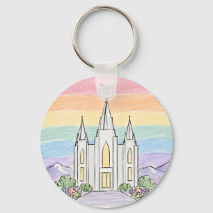 A Heavenly Place of Peace Beautiful LDS Temple U Keychain