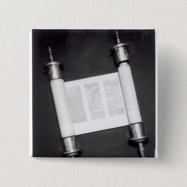 A Hebrew Scroll 2 Inch Square Button (Front)