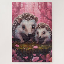 A hedgehog mom and her little one