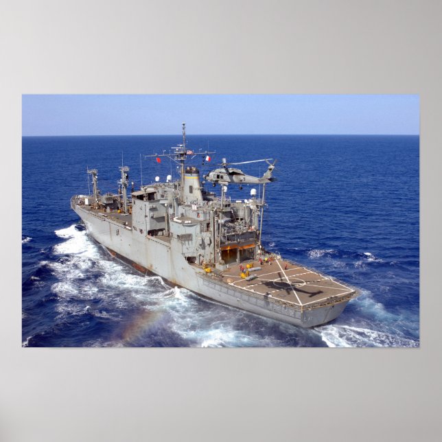 A helicopter clears the flight deck poster (Front)
