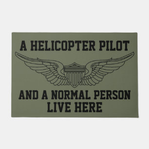 A Helicopter Pilot and A Normal Person Live Here Doormat