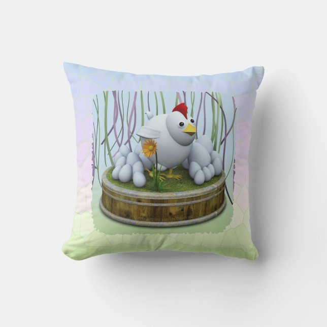 A hen with many eggs throw pillow (Front)