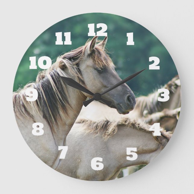 A herd of Brumby Horses from Australia Large Clock (Front)