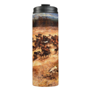 A herd of wild running horses. Artistic work on th Thermal Tumbler
