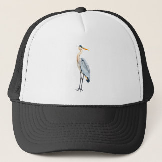 A heron standing upright trucker hat