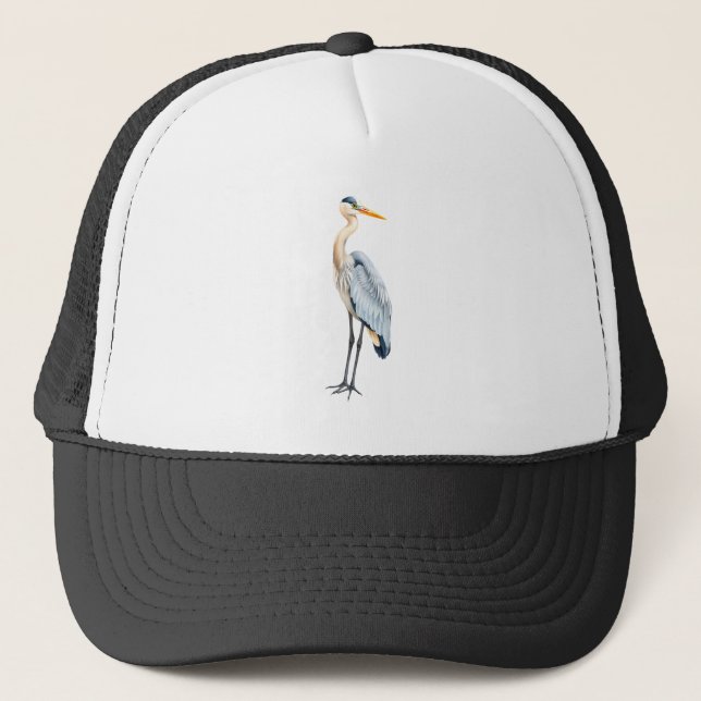 A heron standing upright trucker hat (Front)