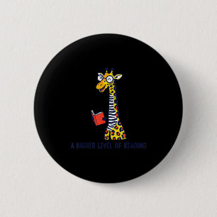 A higher level of reading funny giraffe bookworm 2 inch round button