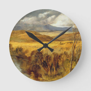 A Highland Landscape, c.1825-35 (oil on board) Round Clock