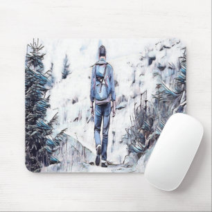 A hiker in the wild mouse pad