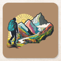 A hiker walking down a mountain path