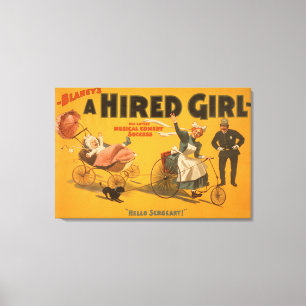 "A Hired Girl" Comedy Success Theatre Poster Canvas Print