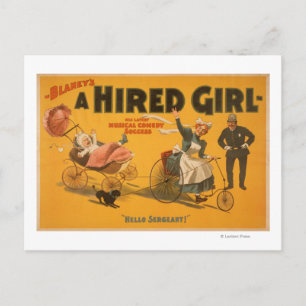 "A Hired Girl" Comedy Success Theatre Poster Postcard