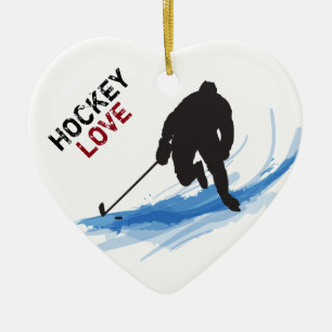 A Hockey Player on ice Ceramic Ornament