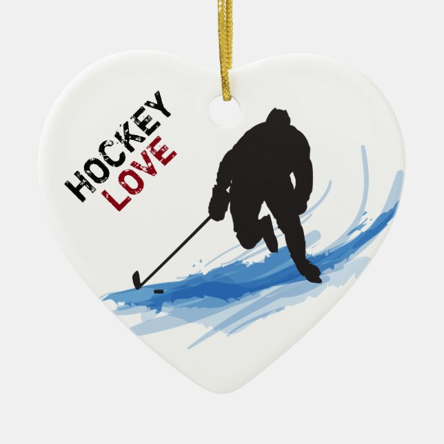 A Hockey Player on ice Ceramic Ornament (Front)