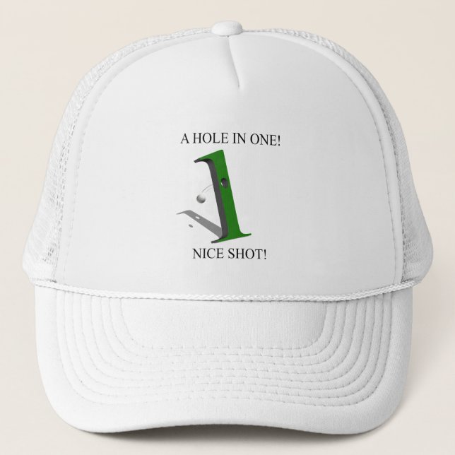 A Hole In One Golf Ball Trucker Hat (Front)