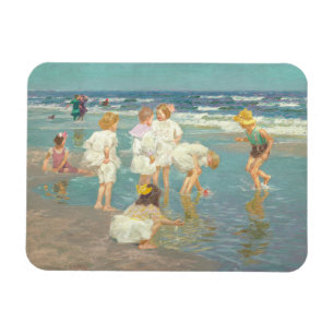 A Holiday -Kids on Beach ,Famous Painting Magnet