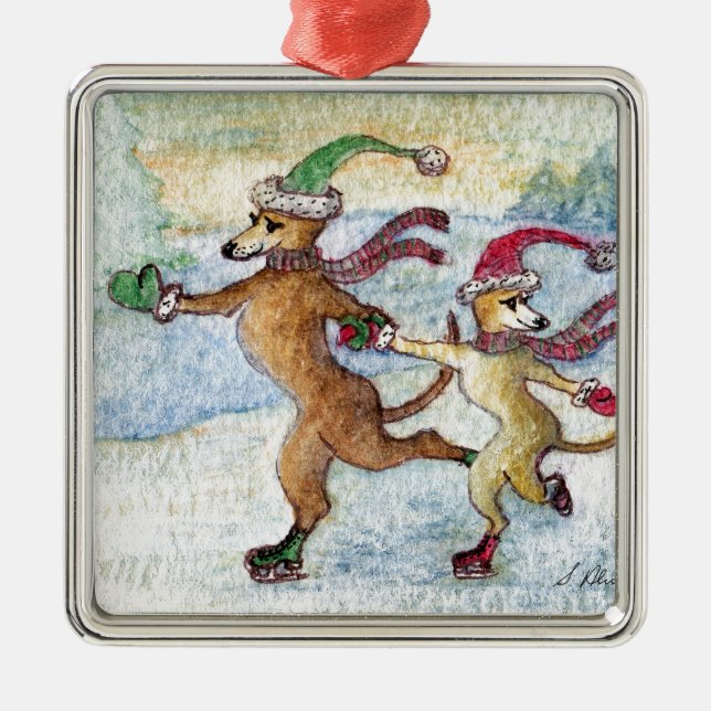 A Holiday tradition - skating Metal Ornament (Front)
