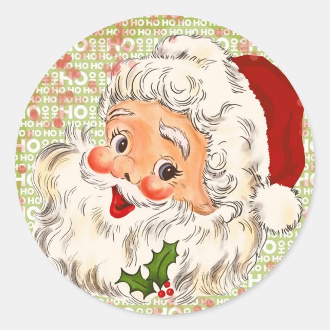 A Holly, Jolly Apple-Cheeked Santa Claus, Part 2 Classic Round Sticker (Front)