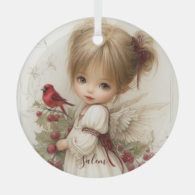 A Holly-Touched Moment of Magic Glass Ornament (Front)