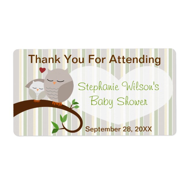 A Hoot Of A Baby Shower Gender Neutral Favour Labe (Front)