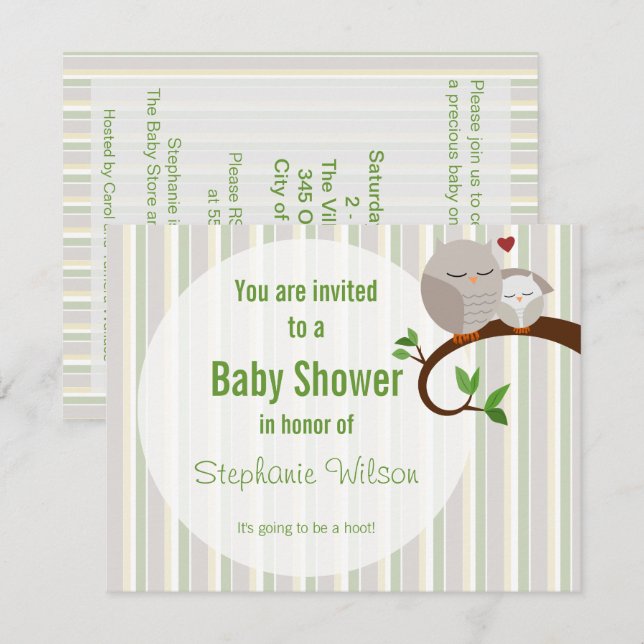 A Hoot Of A Baby Shower Owl Invitation (Front/Back)