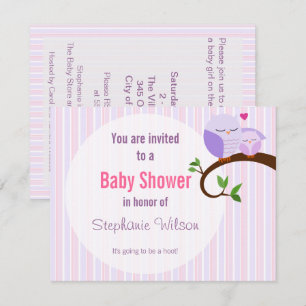 A Hoot Of A Baby Shower Purple Owl Invitation