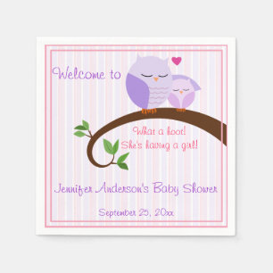 A Hoot! Purple Owls Baby Shower Napkins