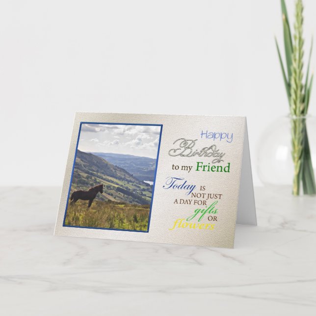 A horse birthday card for Friend. (Front)