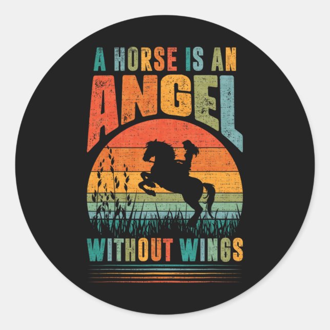 A Horse Is An Angle Without Wings  Classic Round Sticker (Front)