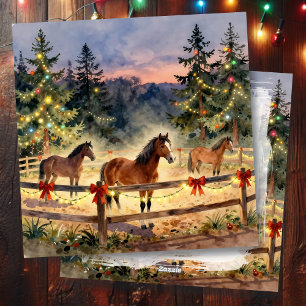 A Horse Ranch Country Christmas Holiday Card