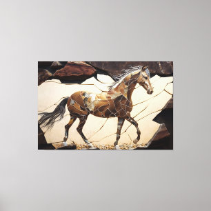 A Horse Standing on the Rocks Canvas Print