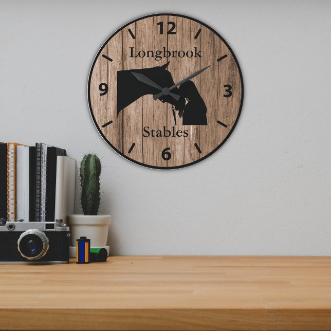 A Horses Love 5 Customizable Barnwood Styled Large Clock (Creator Uploaded)
