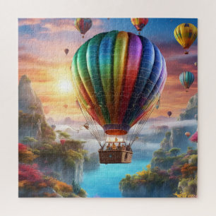 A hot air balloon made of transparent crustal woul jigsaw puzzle