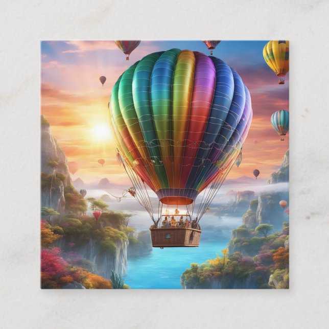 A hot air balloon made of transparent crustal woul square business card (Front)