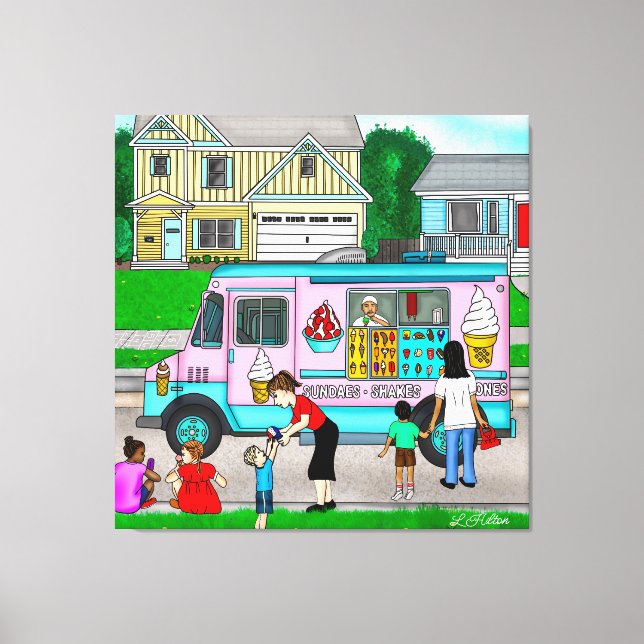 A Hot Summer Day | A Whimsical Illustration Canvas Print (Front)