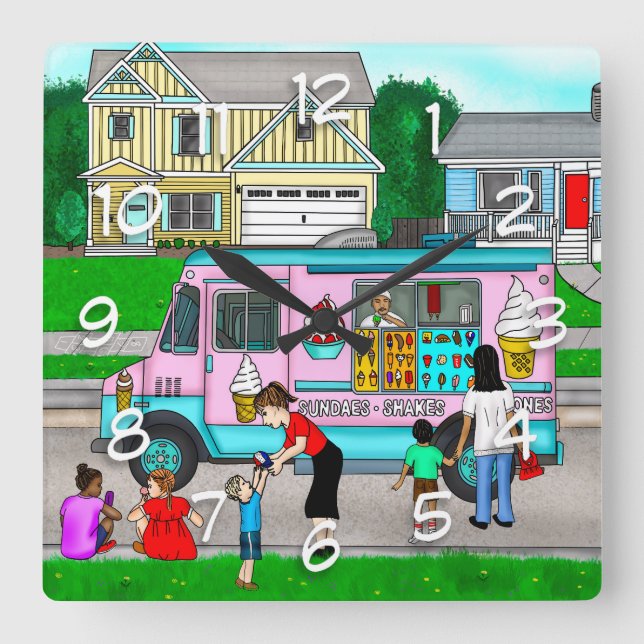 A Hot Summer Day | A Whimsical Illustration Square Wall Clock (Front)