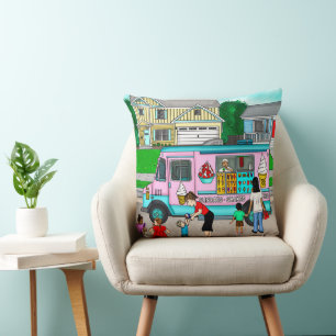 A Hot Summer Day   A Whimsical Illustration Throw Pillow