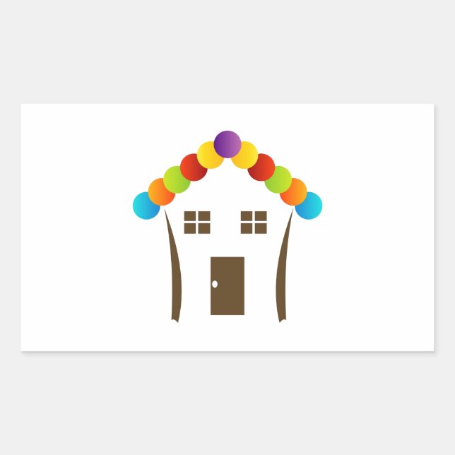 A house graphic with a colourful roof sticker (Front)