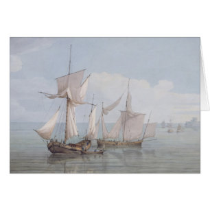 A Hoy and a Lugger with other Shipping on a Calm S