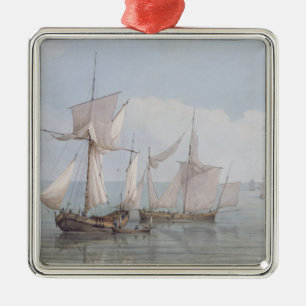 A Hoy and a Lugger with other Shipping on a Calm S Metal Ornament