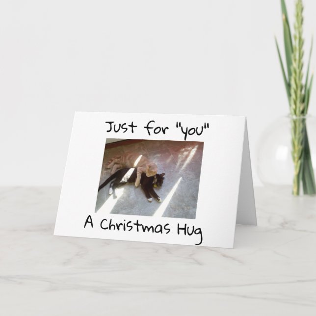 A 'HUG' AND THEN 'MISTLETOE' KISS AT CHRISTMAS HOLIDAY CARD (Front)